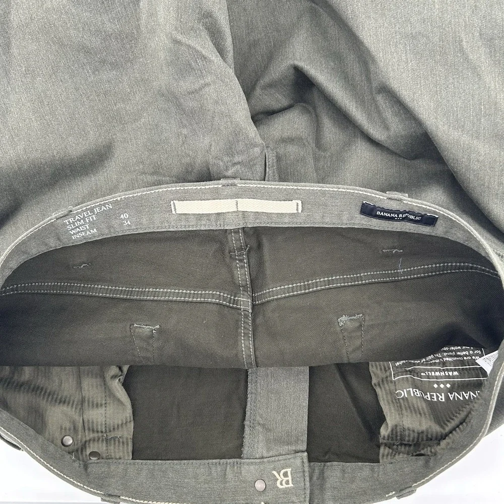 Banana‎ Republic Travel Jeans Mens 40x34 Olive Green Slim Fit Pants NEW